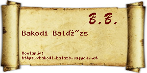 Bakodi Balázs névjegykártya